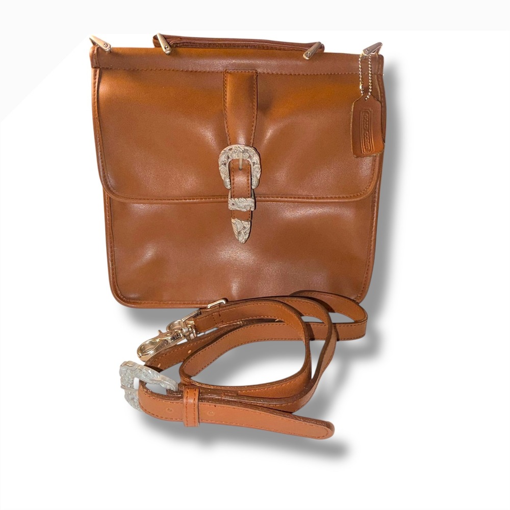 Vintage Gold Coast Leather Shoulder Bag Brown Western Buckle & Handle Crossbody